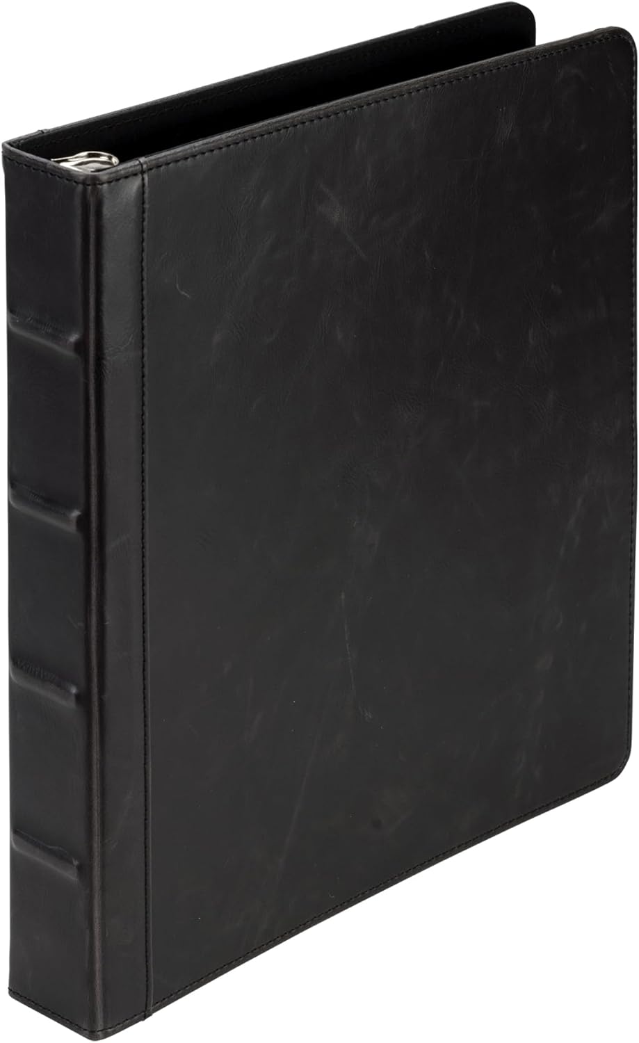 Samsill Vintage Leather Binder, 1 Inch Round Ring (Holds 200 Sheets), Letter Size 8.5x11 Documents, Professional Organizer Portfolio, No Zipper, Black