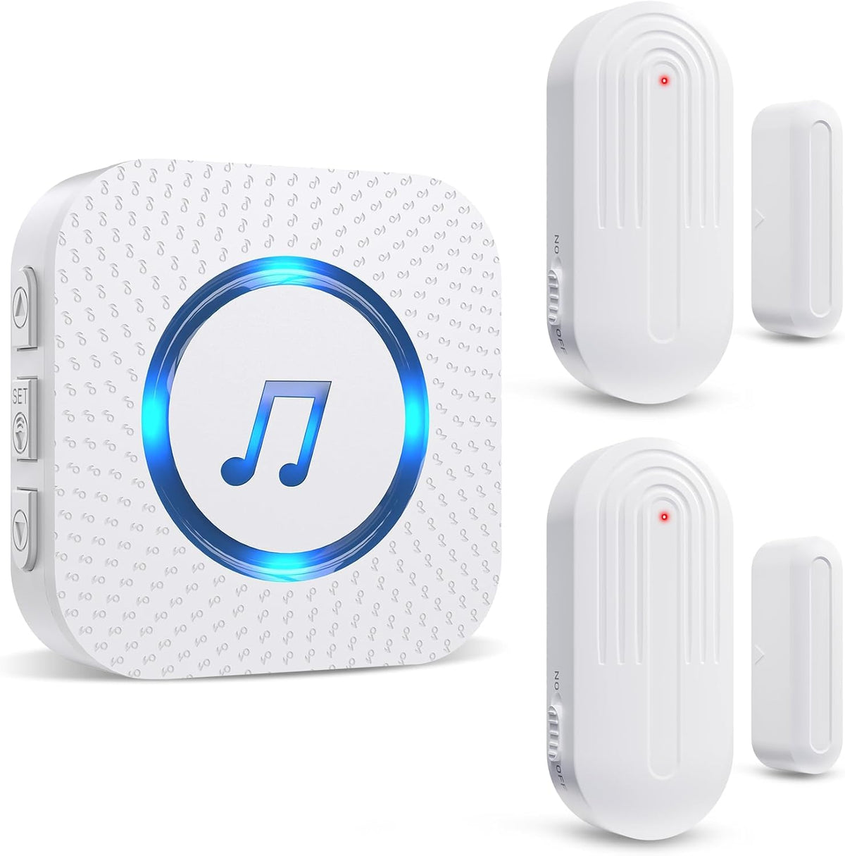 SanJie Wireless Door Chime Sensor, When Door Opens, Entry Alarm for Business/Home/Kids, 5 Adjustable Volume Ringer Alert 2 Sensors + 1 Receivers, 500 FT Range,26 Chimes