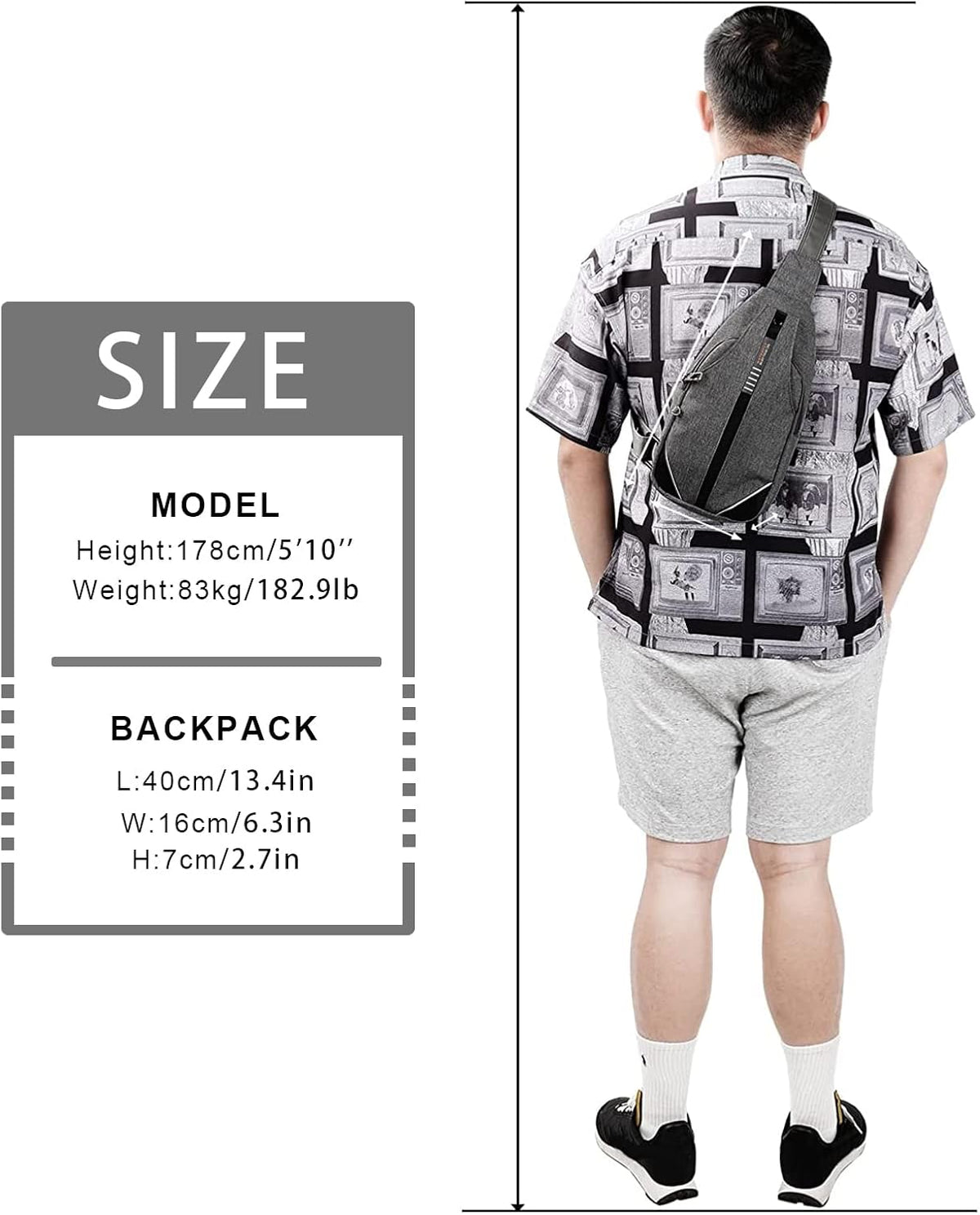 WATERFLY Small Crossbody Sling Backpack Anti Theft Backpack for Traveling Chest Shoulder Bag