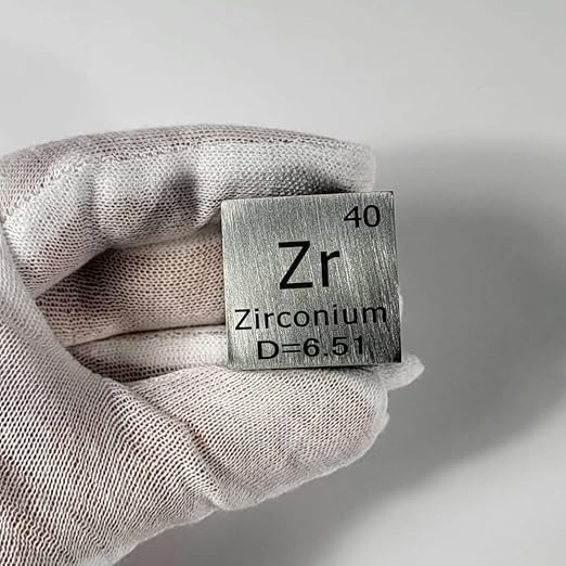 1" 25.4mm Zirconium Metal Cube Zr up to 99.9% Pure Periodic Table Element Engraved Density Collection Science Education Display Block Cube + Acrylic Case Box - 1PC
