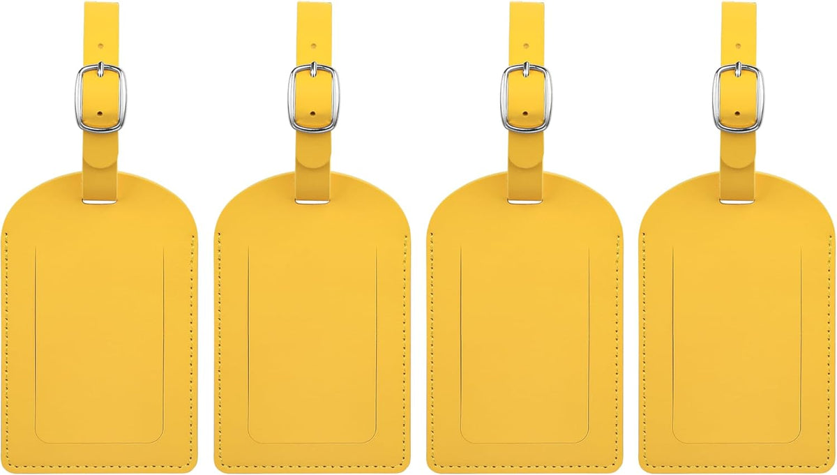 4-Piece Luggage Tags for Suitcase Travel Bag Labels Privacy Protection Luggage Tag for Baggage PVC Baggage ID Label Tags Yellow