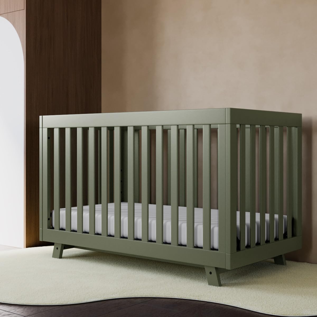 Storkcraft Beckett Grow-with-Me Convertible Crib (Olive) – GREENGUARD Gold Certified, Converts to Toddler Bed & Daybed, Fits Standard Crib Mattress, Easy-to-Assemble