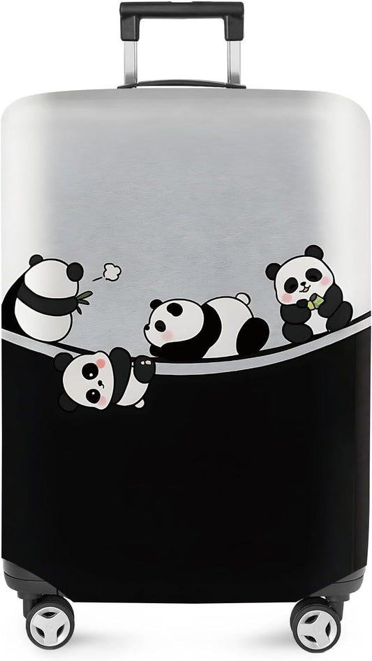 ANNA QUEEN Panda Family Luggage Cover, Cute Panda Design Suitcase Protector, Stretchable Washable Travel Sleeve for 28-30 Inch Luggage