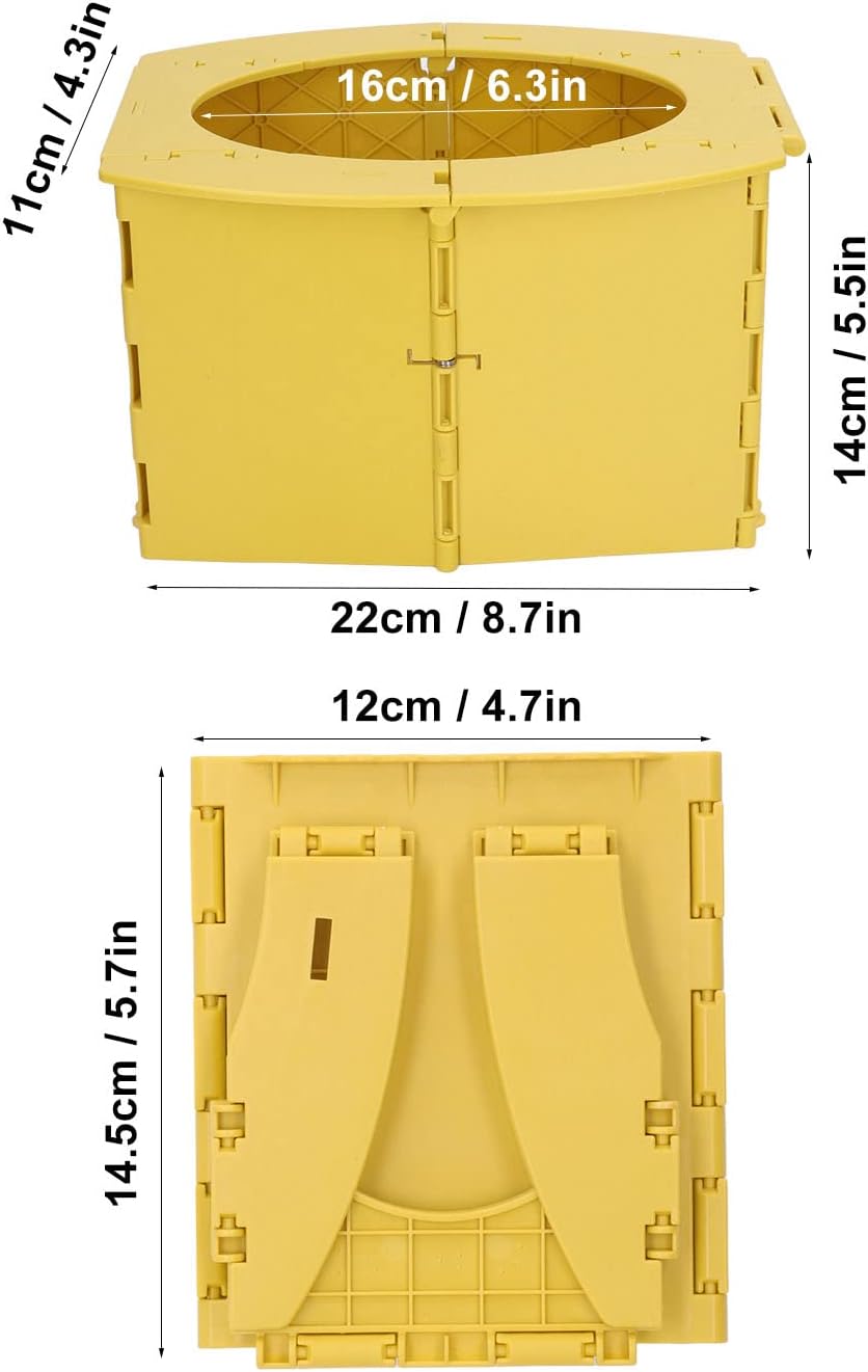 Portable Potty for Toddler Travel, Foldable Toddler Toilet Seat Travel Potty Training Toilet for Boys Girls, Mobile Folding Toilet for Car, Camping, Tourism, Outdoor, Indoor (Yellow)