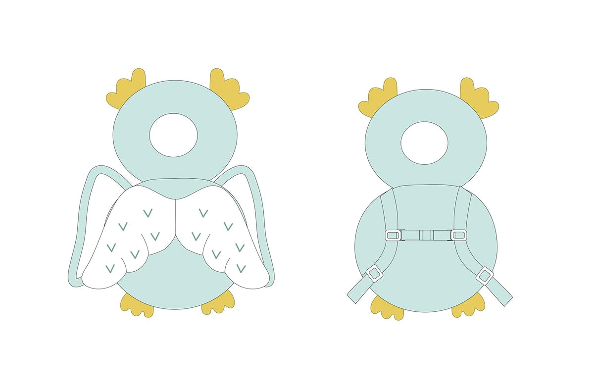 Baby Head Protection Backpack - Soft & Comfortable, Cute Cartoon Design (Q77-Owl)