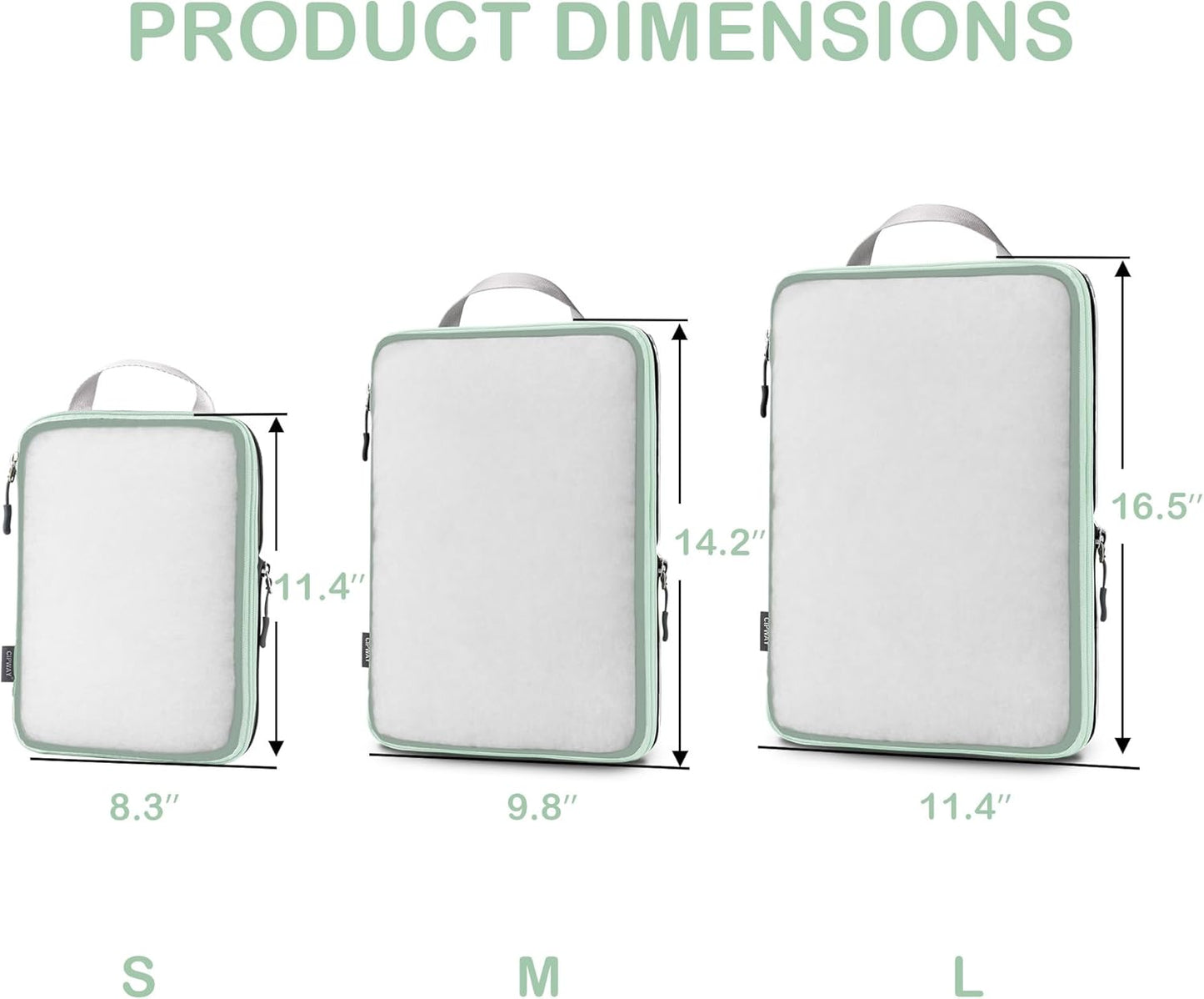 Cipway Mesh Compression Packing Cubes, Ultralight See Through Luggage Organizer Bags, Travel Essentials for Carry on Suitcase（3 Pcs,Sage Green）