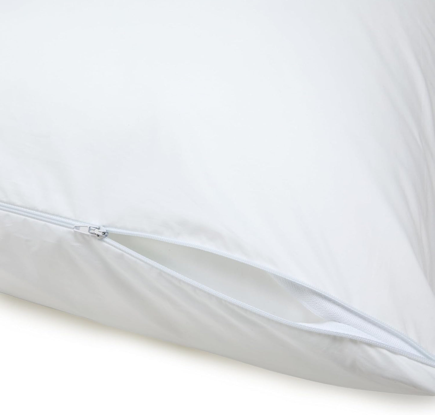Amazon Basics Down Alternative Bed Pillows and Pillow Protector Case 2-Piece Set, Medium Density, Standard - Pack of 2, White, 26"L x 20"W