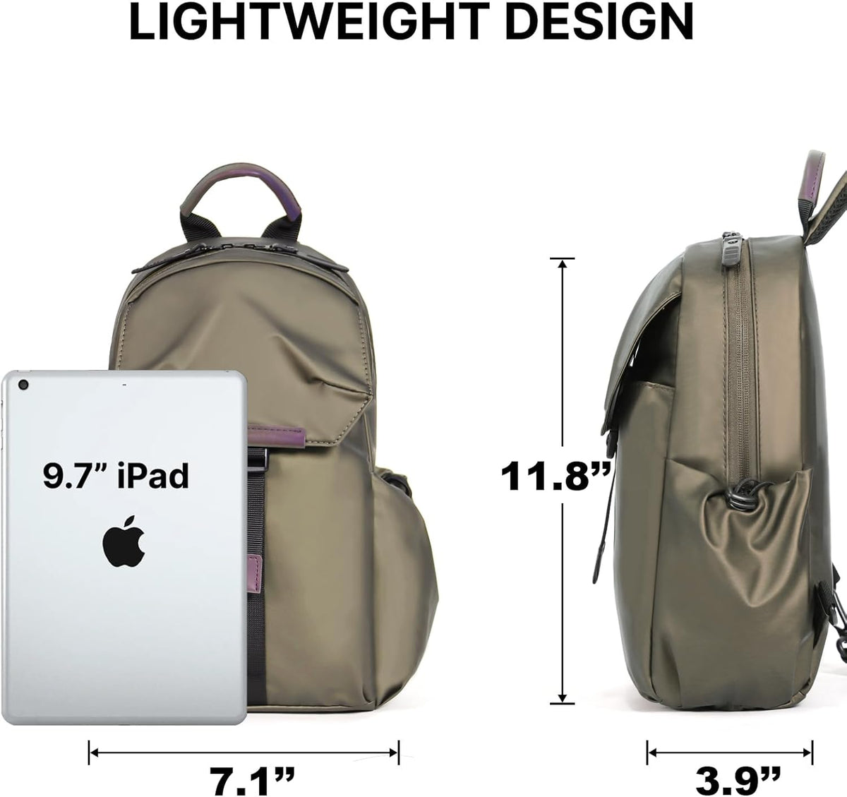 Crossbody Messenger Bag for Women Men Travel Backpack Convertibale Sling Bag Travel Hiking Daypack，Water-Resistant (champagne, small)