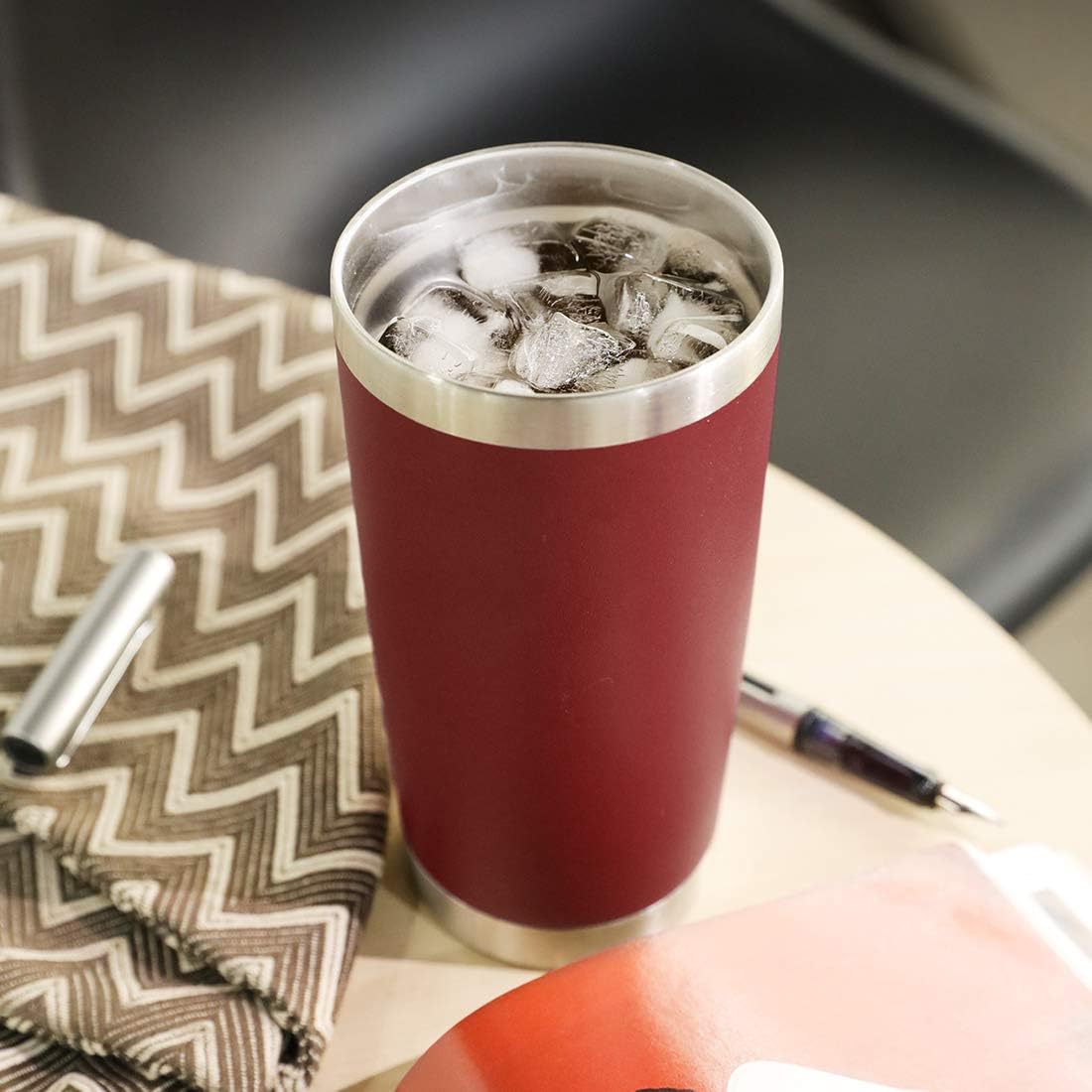 DOMICARE 20oz Stainless Steel Tumbler Bulk with Lid, Double Wall Vacuum Insulated Travel Mug, Powder Coated Coffee Cup (Powder Red, 1)
