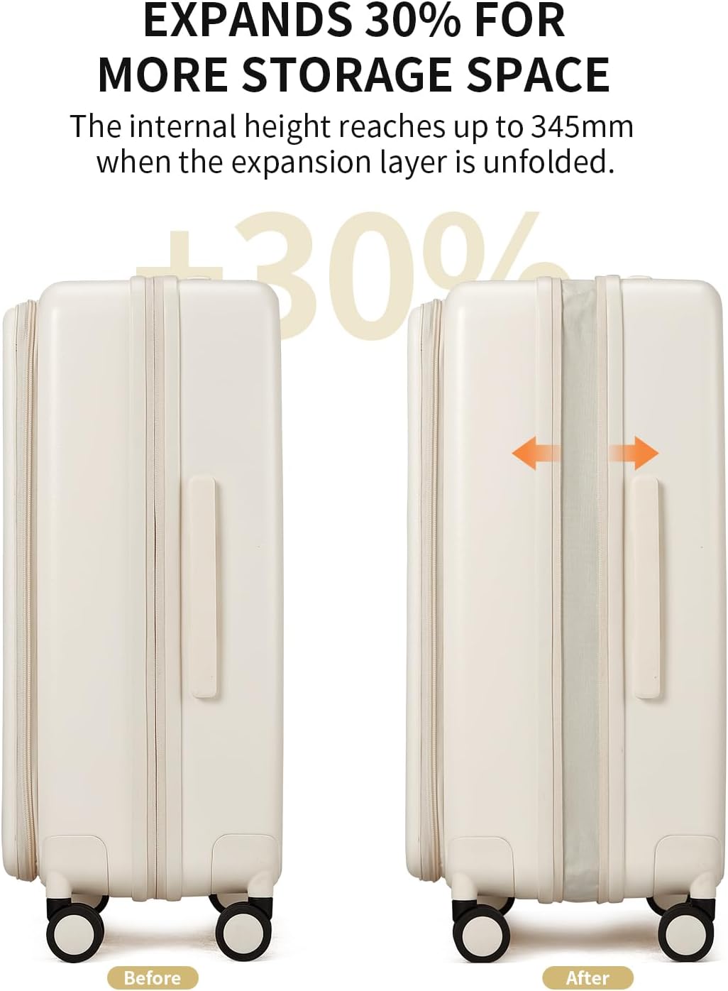 aji Expandable Top Opening Luggage Sets 2 Piece with Spinner Wheel, 20/26 Inch Luggage with TSA Lock, Lightweight PC Hard Shell Travel Luggage Suitcases for Men Women, 2-Piece Set, Coconut White