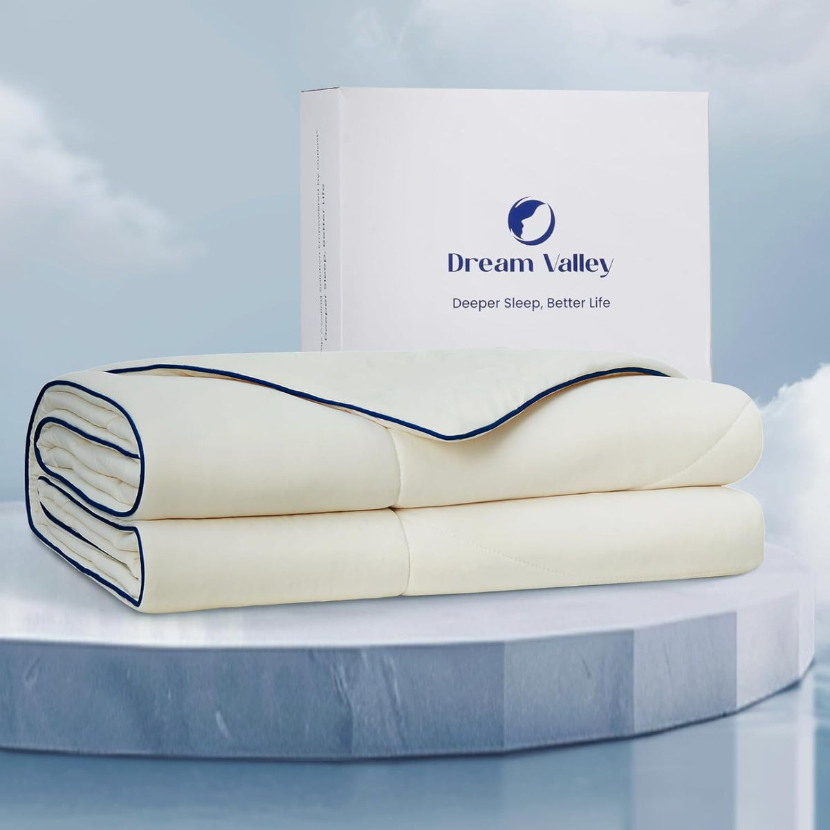 Dream Valley® Outlast® Deepsleep Cooling Comforter, King Size, NASA-Grade Space Technology Cooling Blanket for Hot Sleepers Night Sweats, Q-Max > 0.45 Aerocool™ Breathable, Ivory, 106"x90"