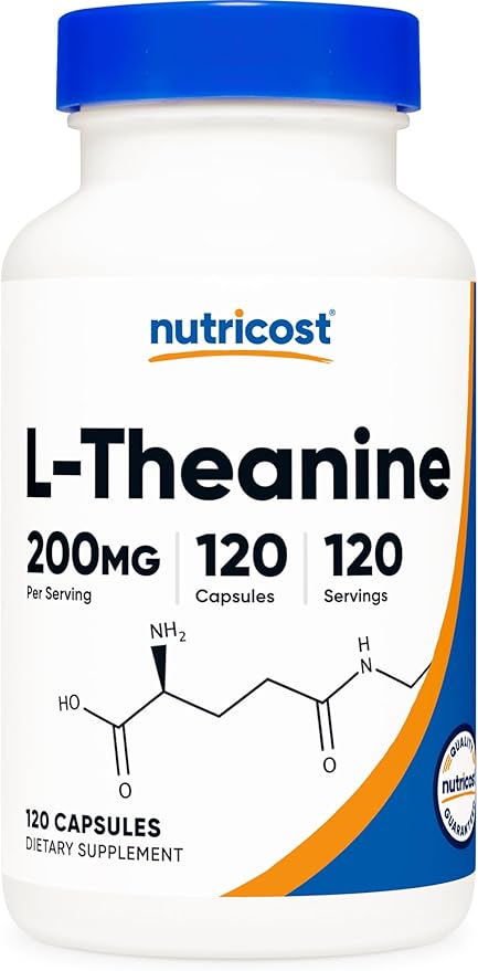 Nutricost L-Theanine 200mg, 120 Capsules, Double Strength - Non-GMO, Gluten Free