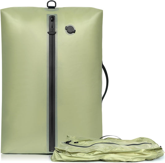 BAGAIL TPU Vacuum Bag for Travel, Reusable Compression Bag with IPX8 Waterproof Zipper, Save Space for Suitcase, Backpack and Carry on (Green, ExtraLarge, No Pump)