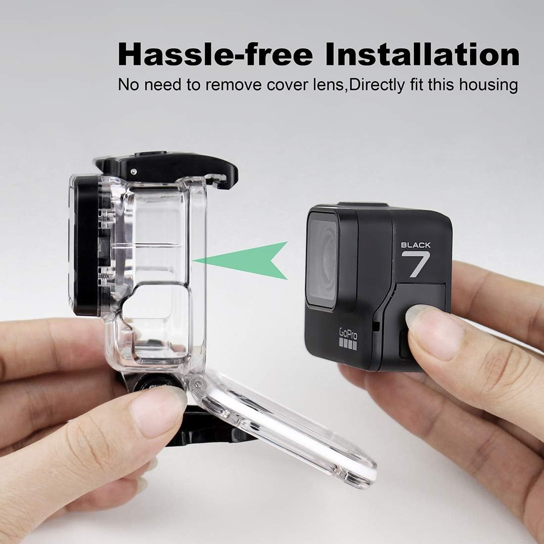 Skeleton Housing Case for Hero 2018/7/6/5 Black - GoPro Side Open Case USB Pass Through for Long-Time Recording/Live Streaming
