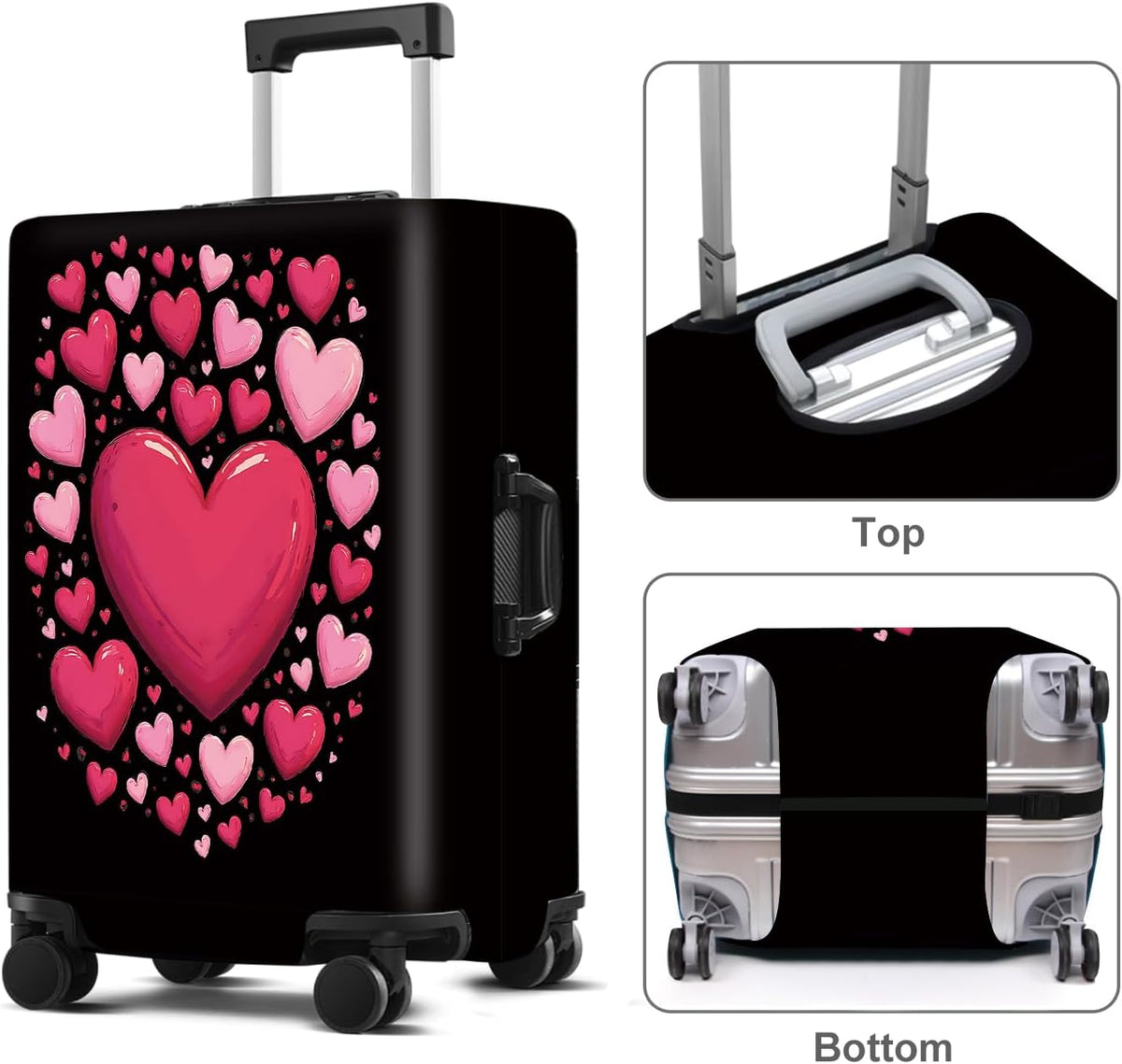 Luggage Cover Washable Suitcase Protector Anti-Scratch,Stretchable Fit for 20-34Inch Luggage Durable Travel Bag Cover with Zipper Closure (Heart, XL(fits 32-34Inch suitcase))