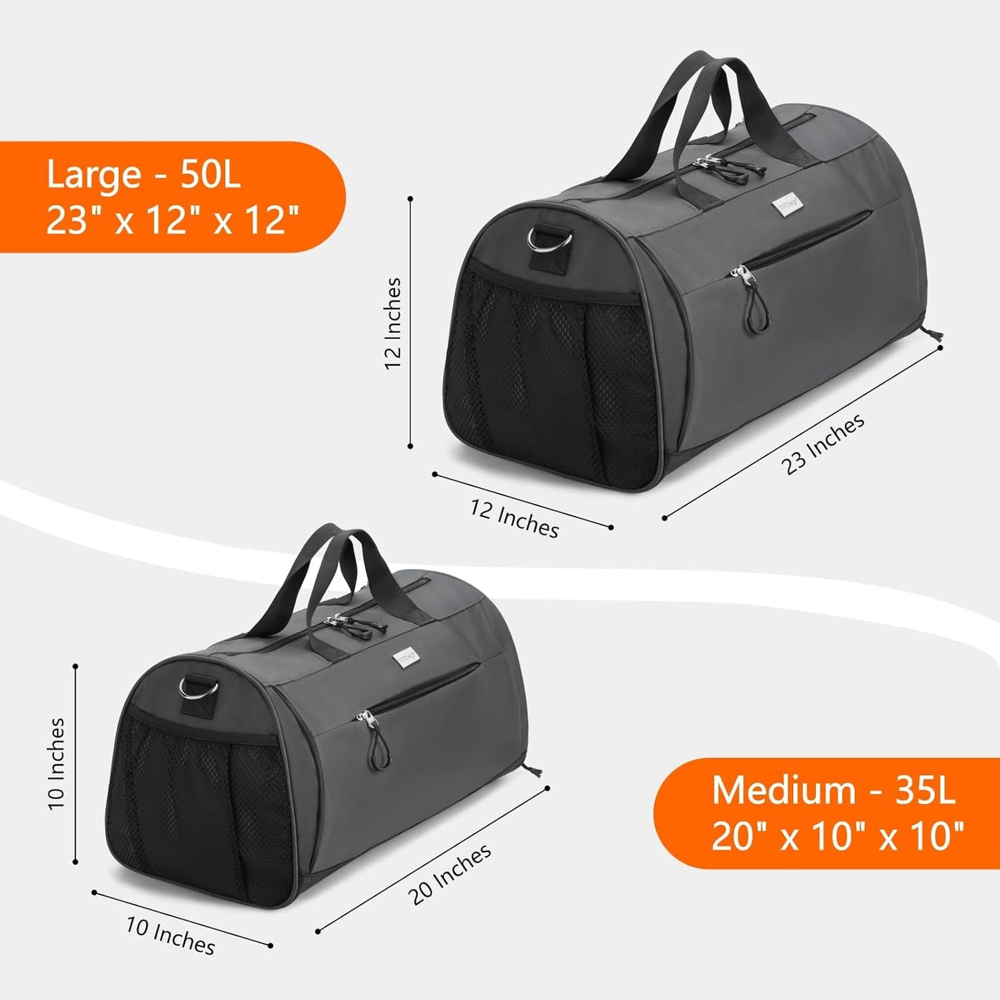 TOPDesign Gym Bag for Women & Men, Unisex Duffel Bag with Shoe Compartment & Wet Pocket for Travel Sports Gym (M Grey)