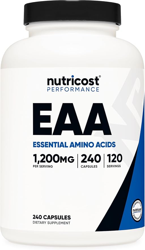 Nutricost EAA Capsules 1200mg, 240 Capsules - Essential Amino Acids, 120 Servings - Non-GMO, Gluten Free & Vegan