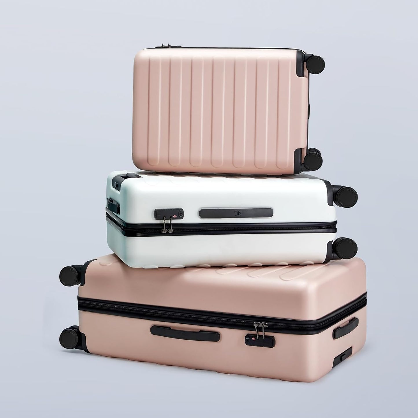 Carry on Luggage 22 X 14 X 9 Airline Approved, 20 Inch Luggage for 3-5 Days Travel, Double Spinner Wheels, 100% Hardshell PC, TSA Lock (04-Pink (Basic), Checked 28-Inch)