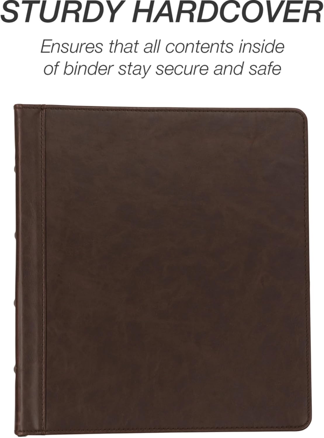 Samsill Vintage Leather 3 Ring Binder, Professional Organizer, Planner, 1 Inch Round Ring (Holds 200 Sheets), Letter Size 8.5 x 11, No Zipper, Brown