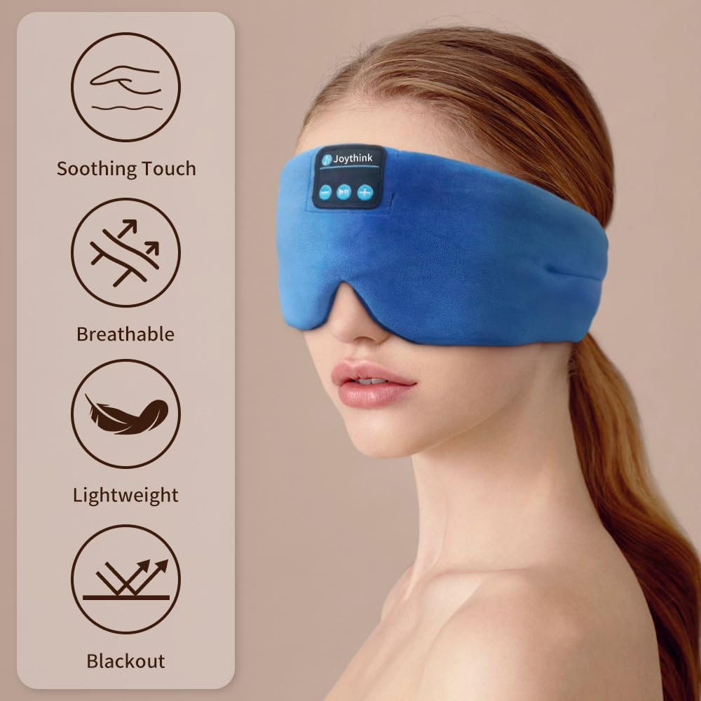 Joythink Sleep Headphones Bluetooth Headband Sleeping Eye Mask Kids Children Soft Wireless Sleep Headphones for Women Men Silk Speaker Bluetooth Earbuds for Side Sleeper Music Mask Cool