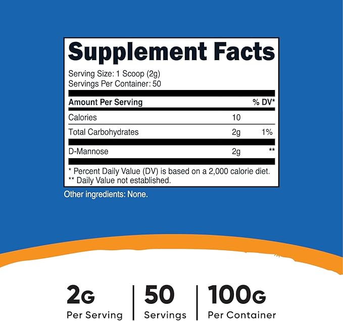 Nutricost D-Mannose Powder 100 Grams (50 Servings) - Non-GMO and Gluten Free