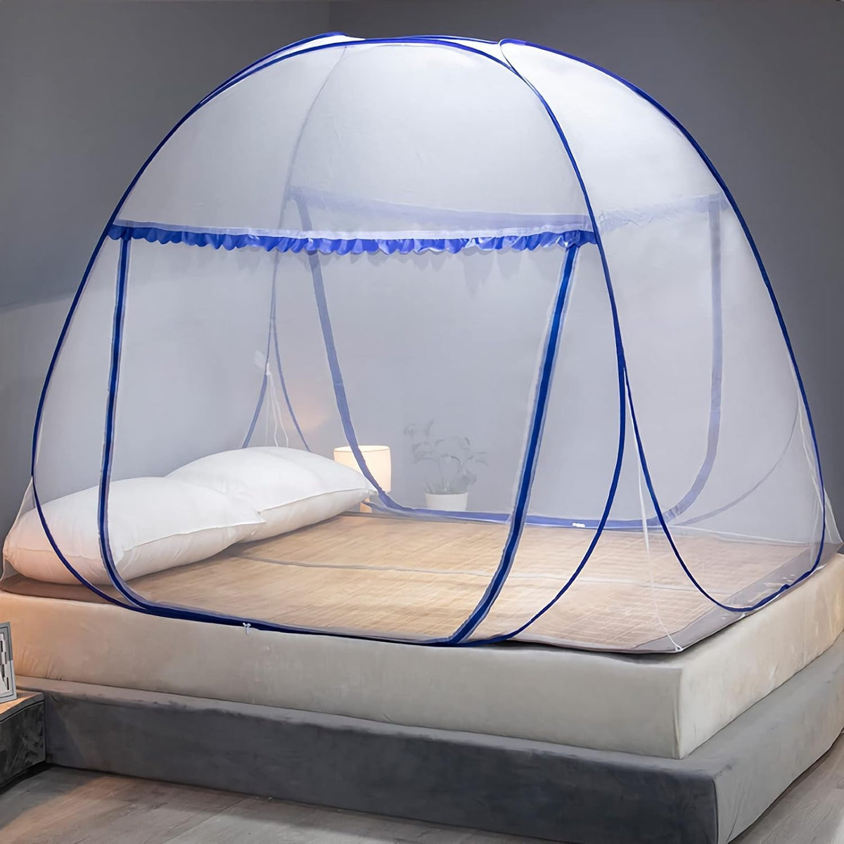 Mosquito Net for Bed, Folded Size 12 inch Portable Camping Travel Mosquito Net, Pop Up Mosquito Tent with Double Entry for King Queen Size Bed (Folded 17 Inch, 59"x79"x59")