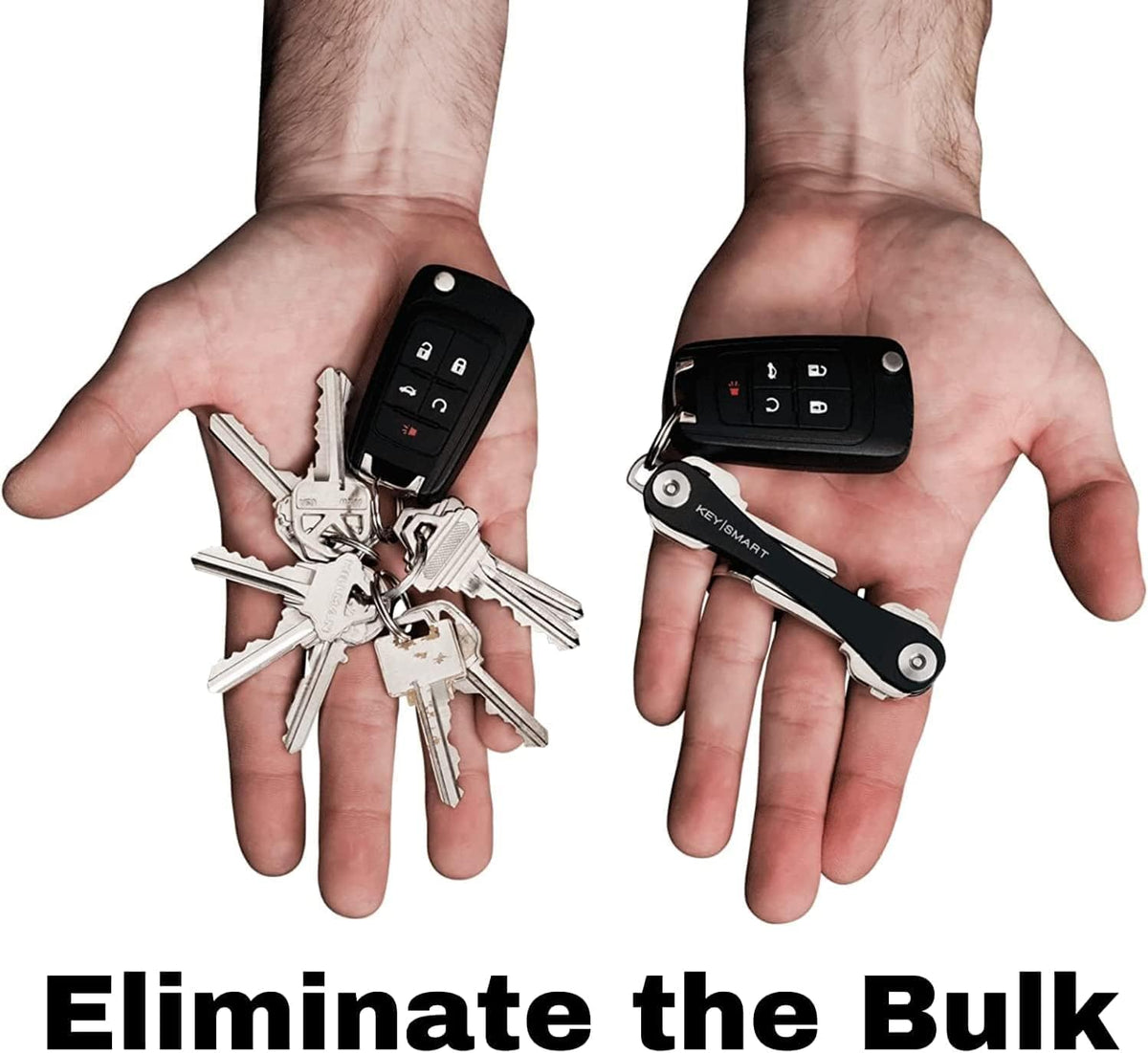 KEYSMART Key Holder for Keychain - Compact Key Organizer for Key Chain, Minimalist Clutter-Free EDC Keychains Key Ring, Black Aluminum, 8 Keys