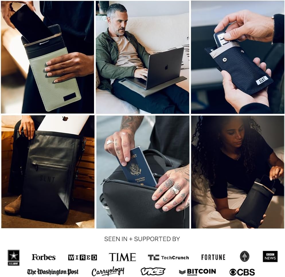 SLNT Waterproof Faraday Dry Bag - 420D Waterproof Nylon Signal Blocking Backpack - Protects Electronics from Water, Spying, Hacking - Blocks RFID, WiFi, Bluetooth, NFC, Cellular, GPS, EMF (10 Liter)