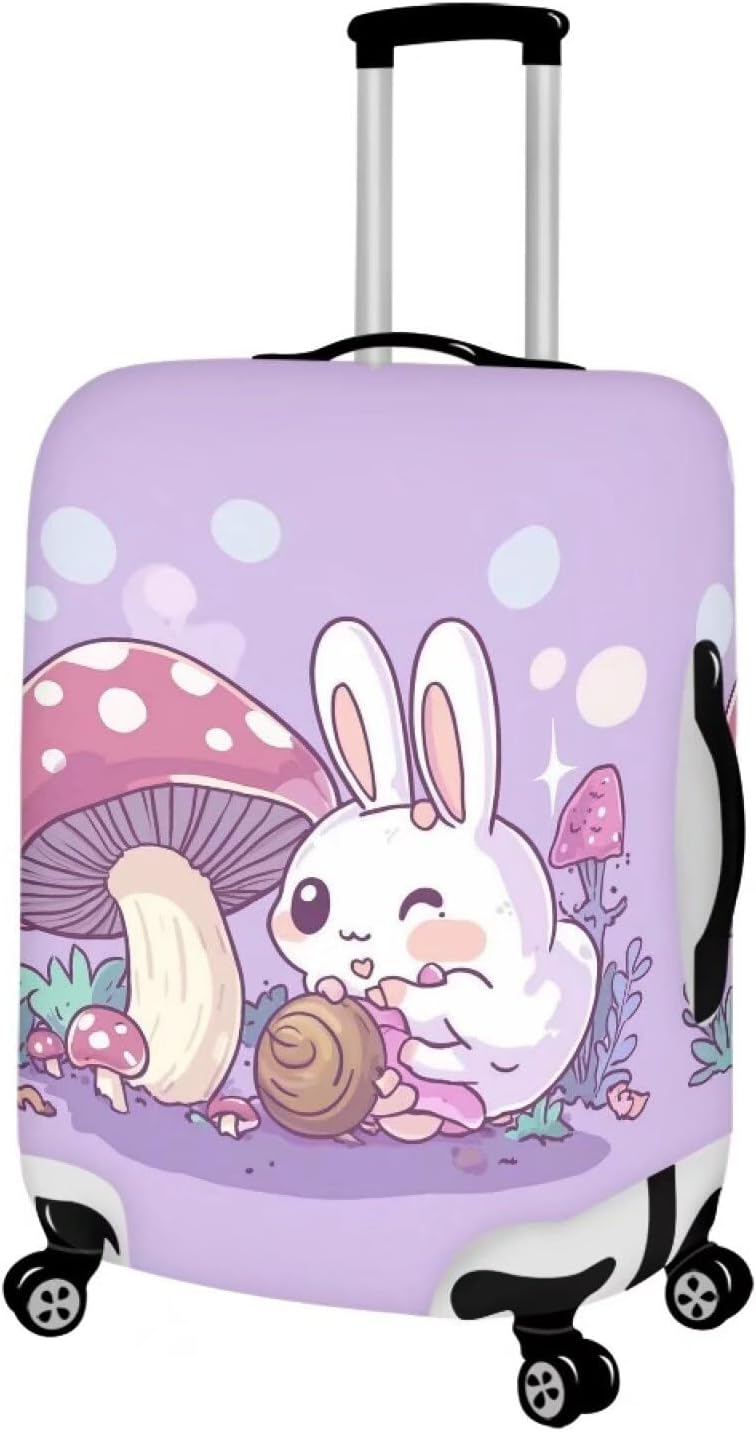 Cute Bunny Rabbit Luggage Covers Fit 18-21 Inch Universal Thickness Suitcase Covers for Luggage Mushroom Suitcase Cover Scratch Resistan Zip Travel Luggage Cover Elastic Baggage Case