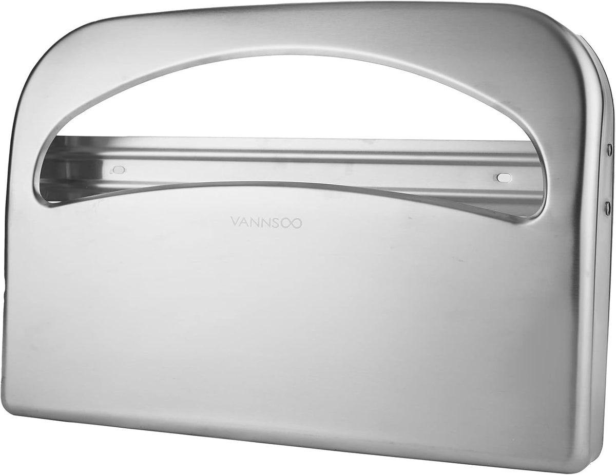 Toilet Seat Cover Dispenser - Stainless Steel Wall Mount Toilet Seat Cover Holder for Commercial Bathroom, 250 Single or Half Fold Seat Covers Capacity (Brushed)