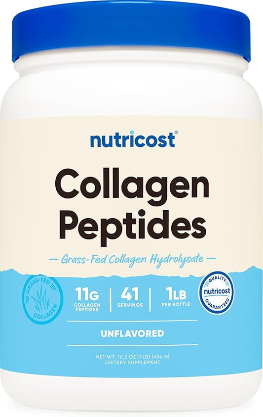 Nutricost Collagen Peptides Powder 1LB (454 G) - Grass Fed Bovine Collagen Hydrolysate (Unflavored)