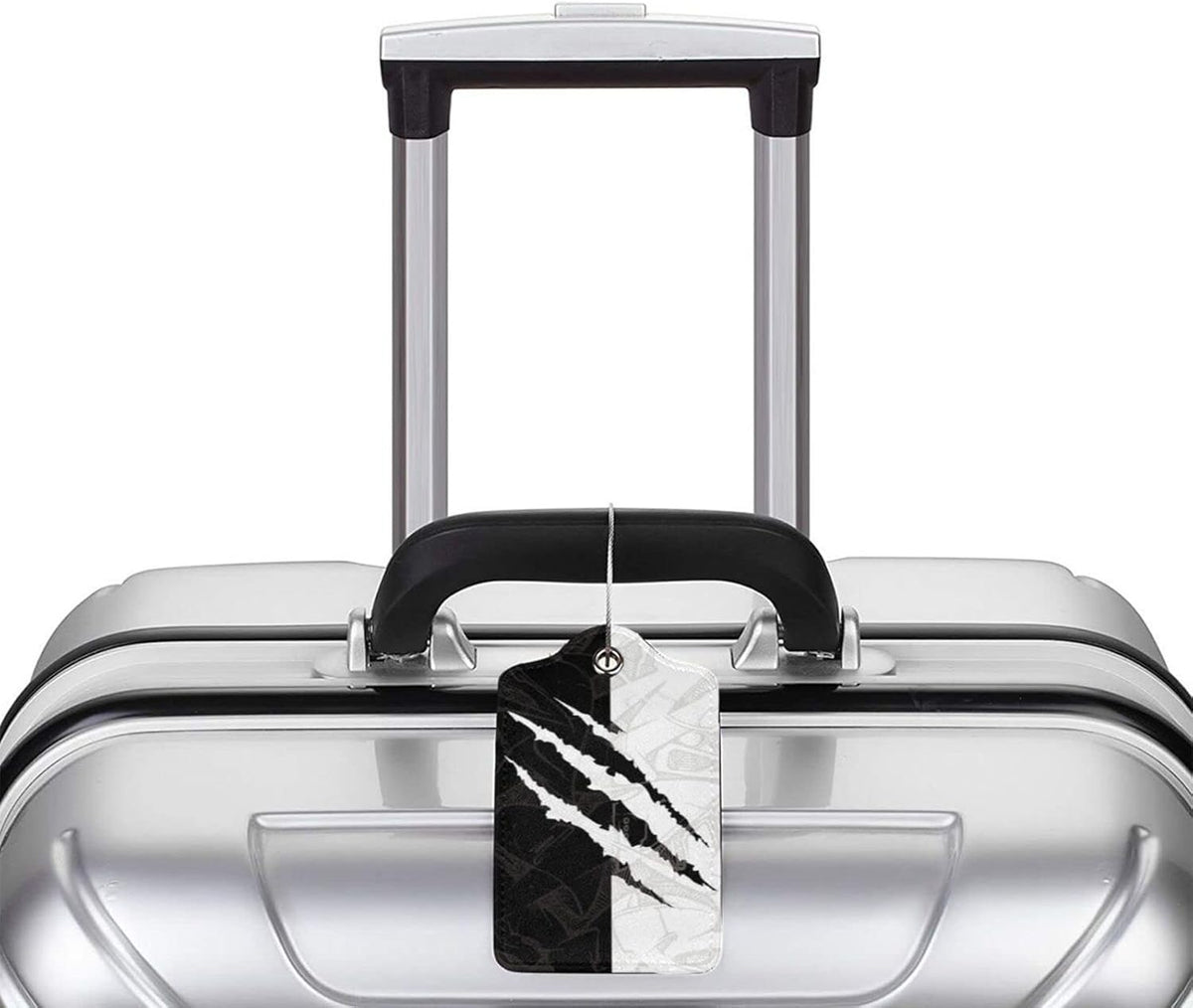 Black Against White Pattern Luggage Tags for Suitcases, Cool Scratches Bag Tags Private Name ID Labels for Travel Baggage Suitcase Lunch Box, Cruise Ships