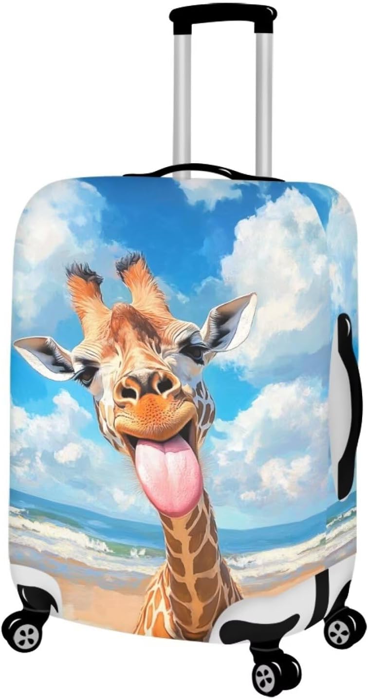 Giraffe Luggage Covers for Suitcase Universal Travel Luggage Cover Suitcase Protector Fits 22-25 Inch (Size M) Anti-Scratch Suitcase Covers Travel Essential Funny Animal Baggage Cover