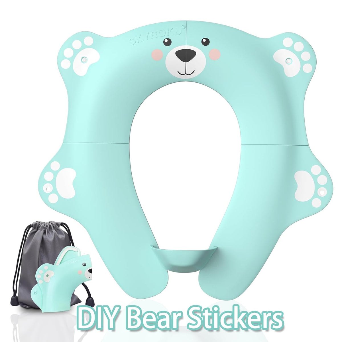 SKYROKU Foldable Kids Toilet Seat – Portable & Anti-Slip Travel Potty Training Seat for Toddlers,Safety material Baby Toilet Seat, Easy Clean & Compact for Home, Daycare, Grandparents House (Ages 2-6)