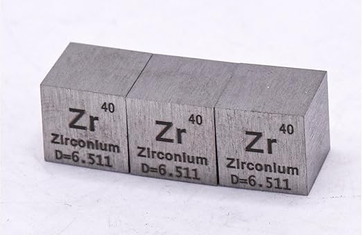 0.39" 10mm Zirconium Metal Cube Zr up to 99.9% Pure Periodic Table Element Engraved Density Collection Science Education Display Block Cube + Acrylic Case Box - 1PC