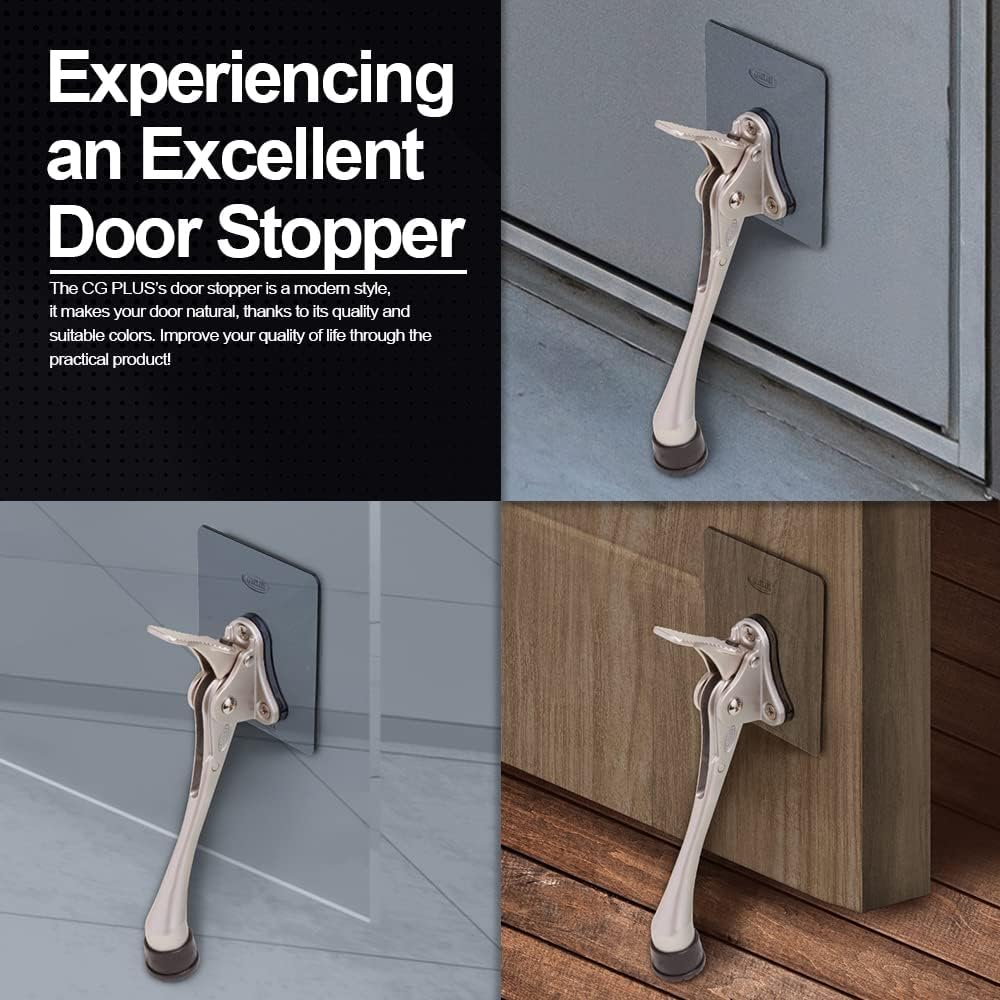 One-Touch Doorstop Adhesive Bracket (Satin Nickel, 6inch x 2pack)