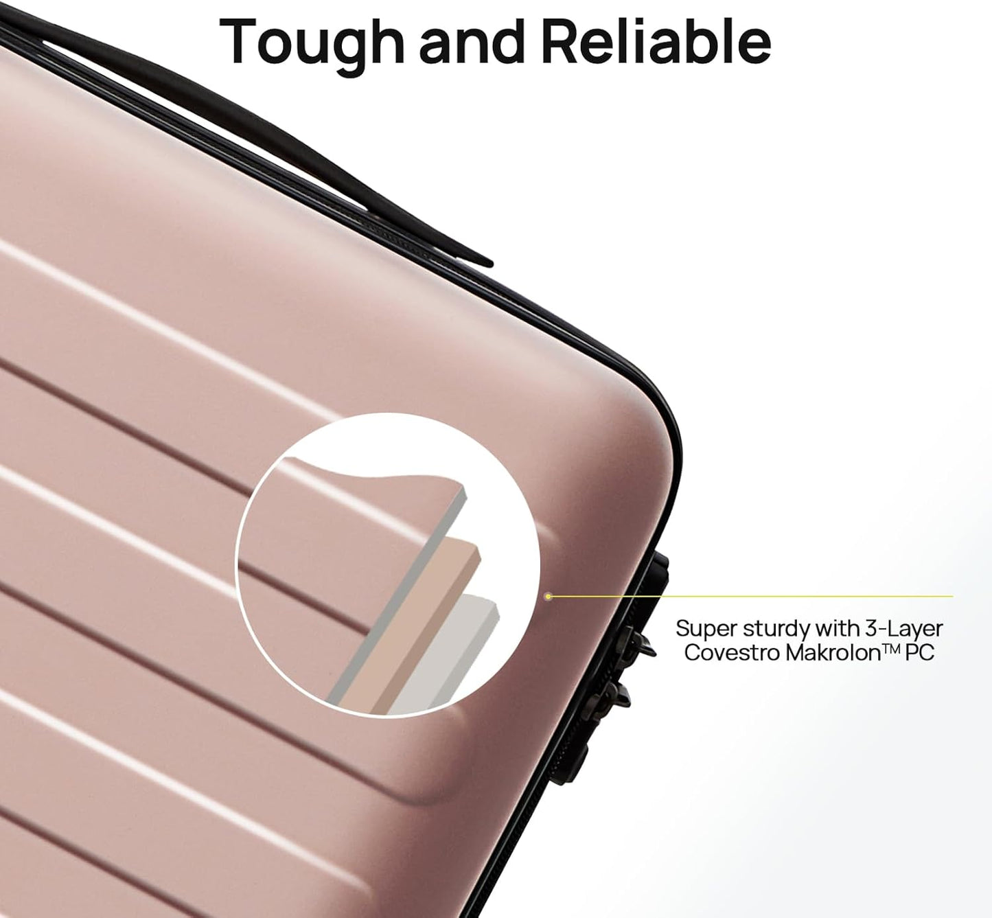Carry on Luggage 22 X 14 X 9 Airline Approved, 20 Inch Luggage for 3-5 Days Travel, Double Spinner Wheels, 100% Hardshell PC, TSA Lock (04-Pink (Basic), Checked 24-Inch)