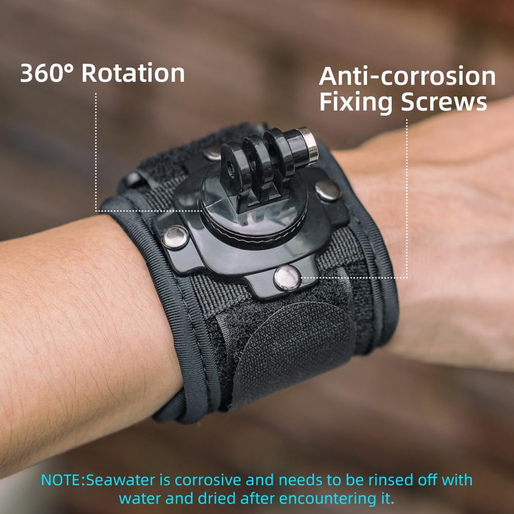 SUREWO Wrist Strap Mount with Quick Release Adapter Compatible with GoPro Hero 13/12/11/10/9/8/7//6/5 Black,DJI Osmo Action 5 pro/4/3/2,Insta 360 ONE R,AKASO/Campark and More