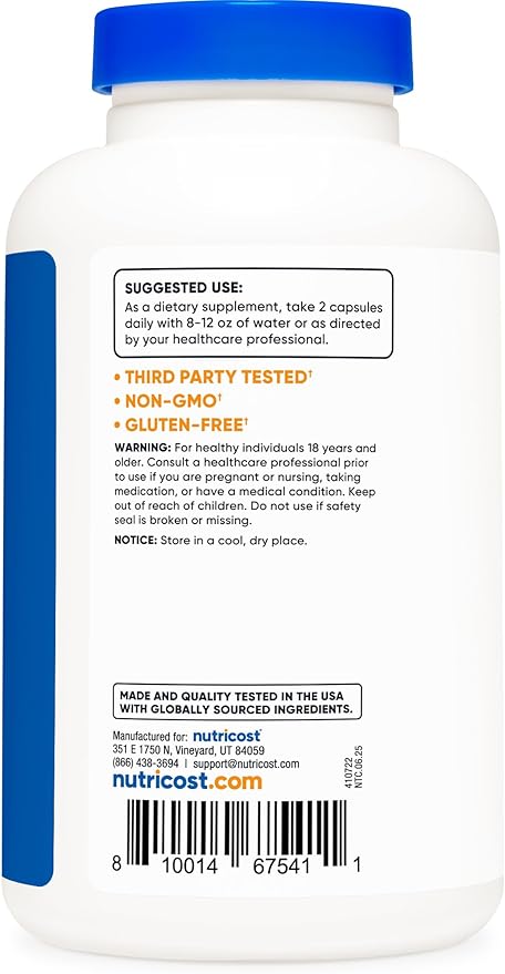 Nutricost L-Citrulline 1500mg, 180 Capsules - 750mg Per Capsule, Gluten Free, Non-GMO, Packaging May Vary
