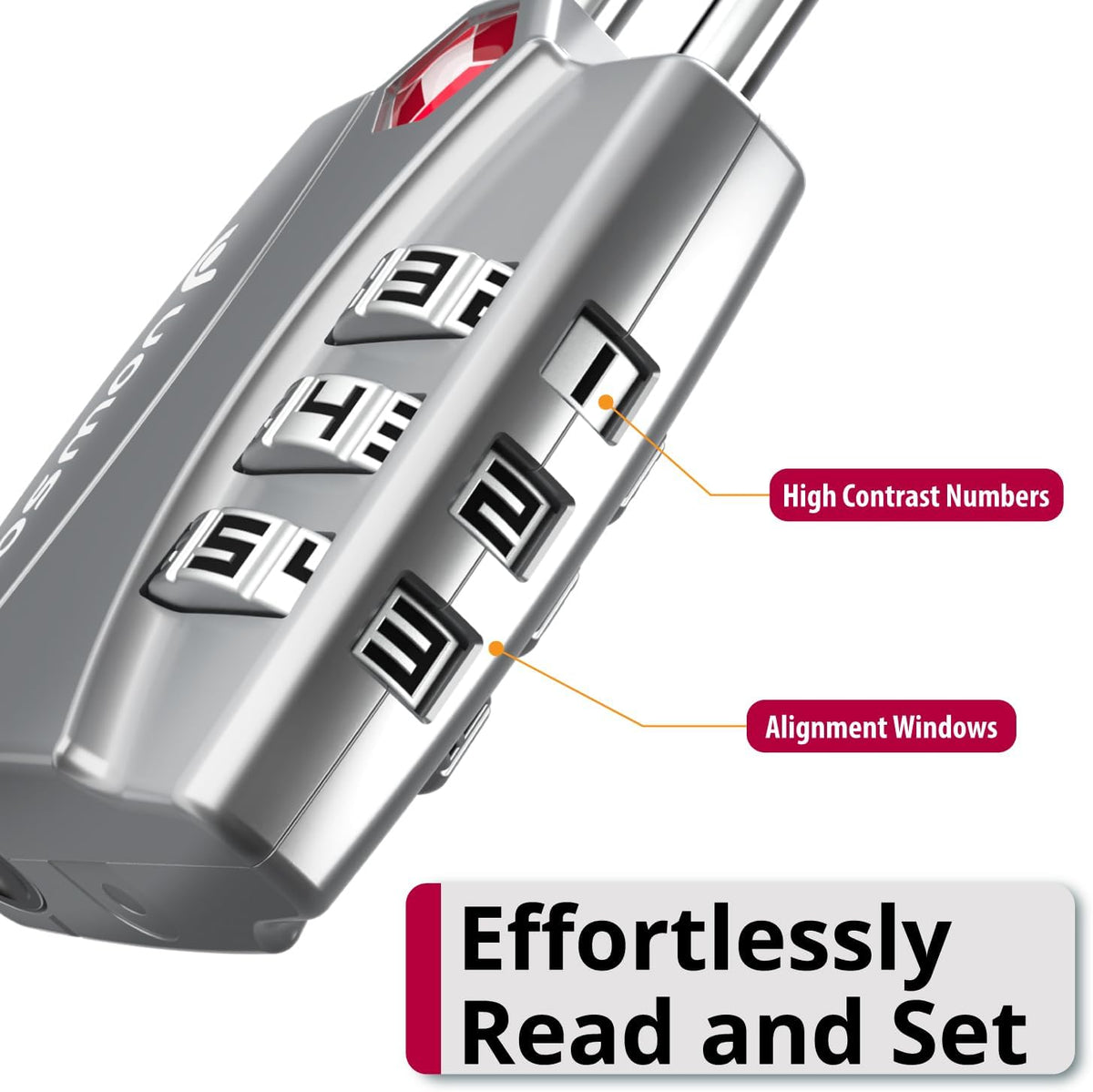 Fosmon TSA Approved Locks for Luggage. Suitcase Locks with Open Alert Indicator, 3 Digit Combination Padlock with Alloy Body for Travel, Backpack Zipper Anti Theft, Locker, Gym- Silver 2 Pack