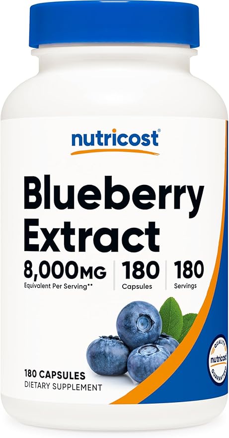 Nutricost Blueberry Extract 8000mg Equivalent (from 160mg of 50:1 Extract), 180 Capsules - Vegetarian, Gluten Free and Non-GMO