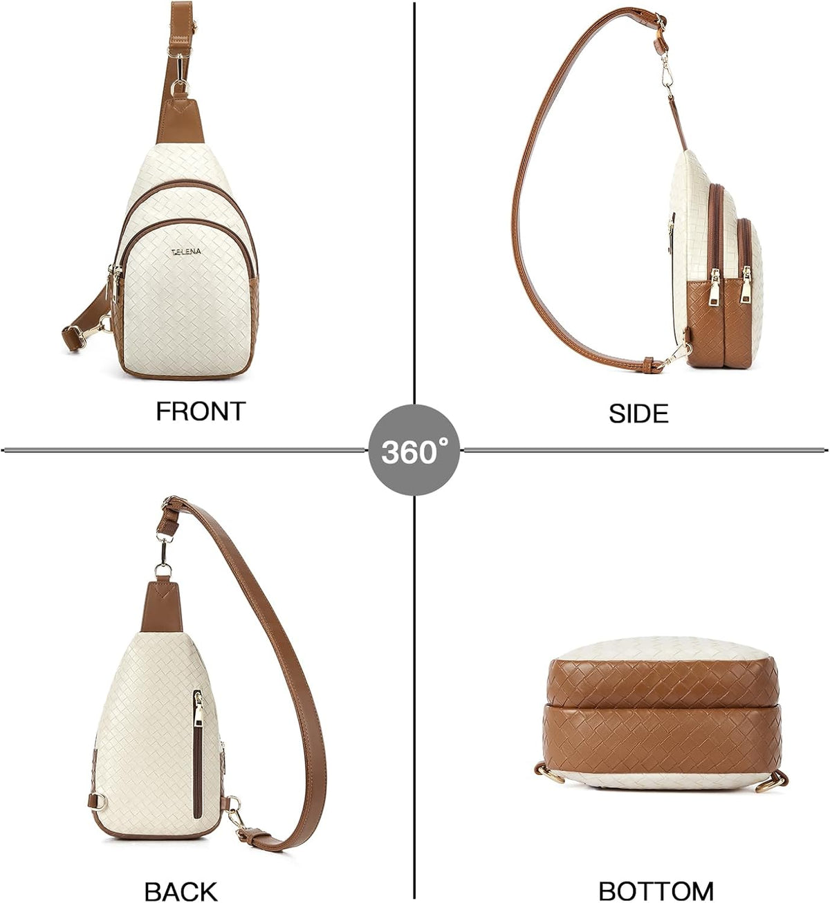 Telena Small Sling Bag for Women Leather Crossbody Fanny Packs Chest Bag for Women