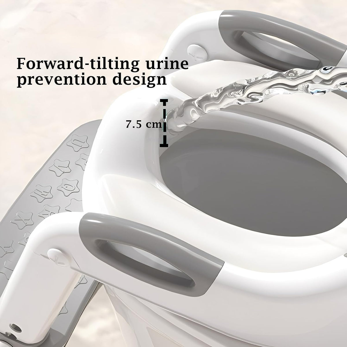 Potty Training Seat Upgraded 2-in-1 Potty Toilet for Kids Boys and Girls, Adjustable Step & Seat Height with Splash Guard Anti-Slip Pad Step Stool(White and Gray)