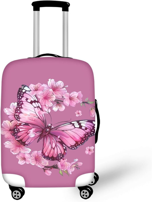 Purple Butterfly Luggage Cover Anti-scratch Baggage Suitcase Protector Fits 18-21 Inch Luggage
