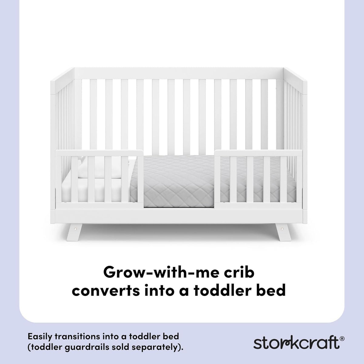 Storkcraft Beckett Convertible Crib (White) – Converts from Baby Crib to Toddler Bed and Daybed, Fits Standard Full-Size Crib Mattress, Adjustable Mattress Support Base