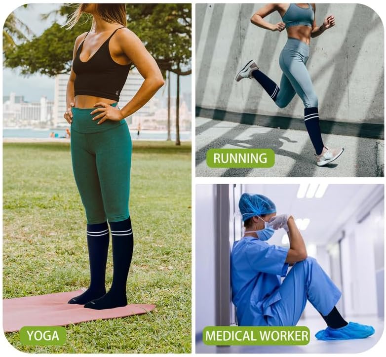 LEVSOX Viscose Made from Bamboo Compression Socks for Pregnant Women 20-30 mmHg Knee High Cute Mens Supports Socks for Travel