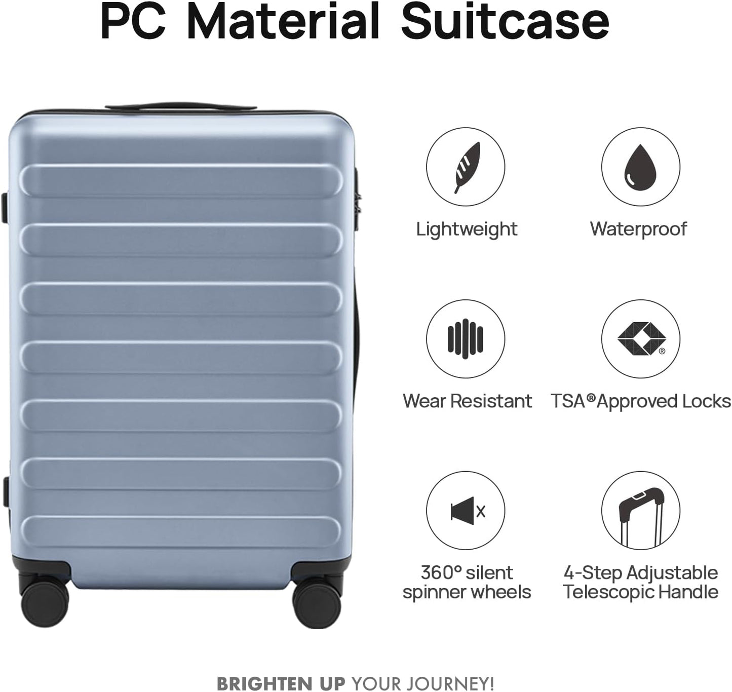 Carry on Luggage 22 X 14 X 9 Airline Approved, 20 Inch Luggage for 3-5 Days Travel, Double Spinner Wheels, 100% Hardshell PC, TSA Lock (03-Shadow (Basic), Checked 26-Inch)