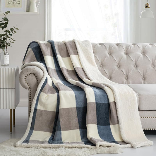 PU MEI 50"x60" Sherpa Fleece Blanket - Soft, Cozy, Thick and Warm for Couch, Sofa or Bed