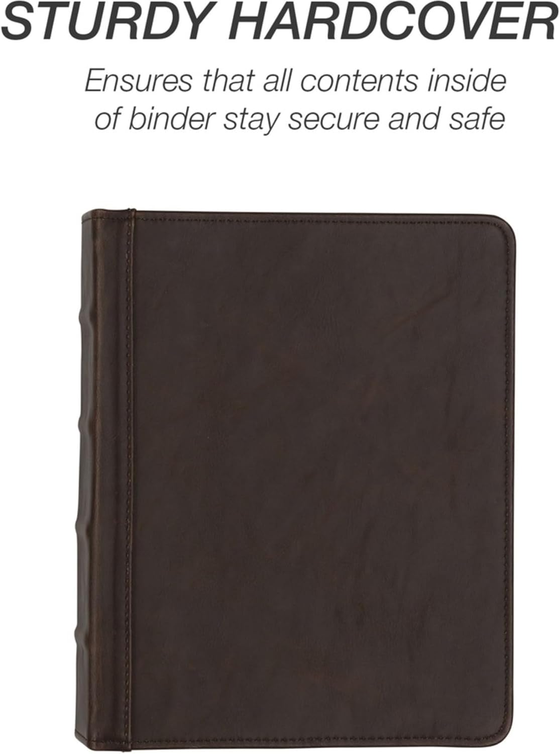 Samsill Vintage Leather Mini 3 Ring Zipper Binder, 1 Inch Round Ring Capacity (Holds 200 Sheets), 5.5 x 8.5 Inch Documents, Notebook Organizer, Planner, Brown