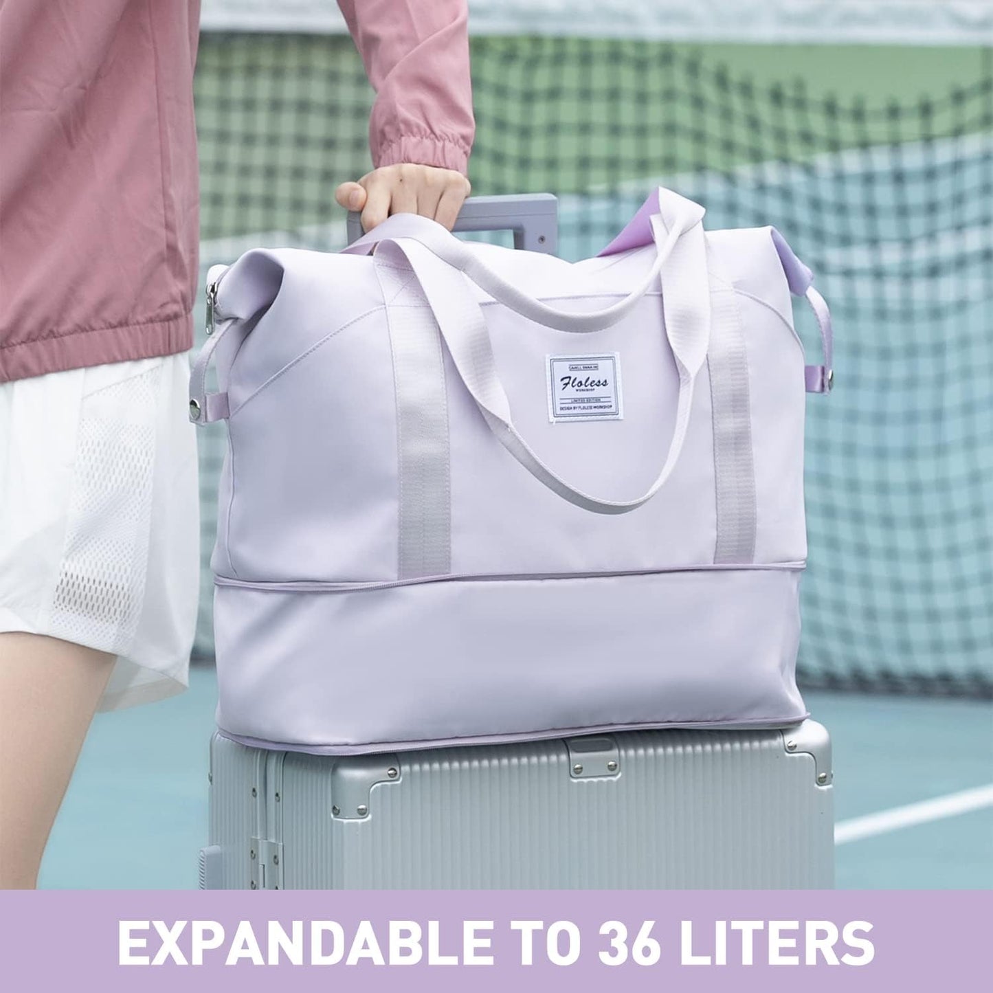 Travel Duffel Bag, Sports Tote Gym Bag, Shoulder Weekender Overnight Bag for Women